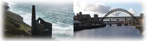 images of Newcastle and Cornwall, where Ken and Sandie were born, repectively